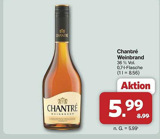 Chantré Weinbrand 36 % Vol. 0,7-l-Flasche (1 l = 8.56)