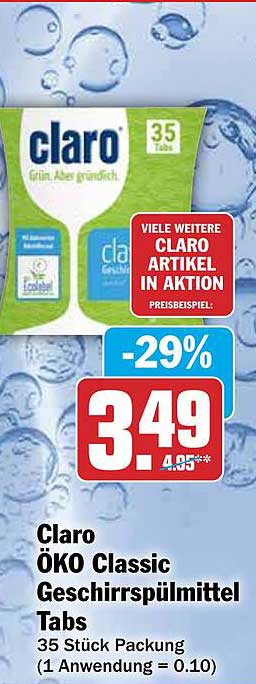 Claro ÖKO Classic Geschirrspülmittel Tabs