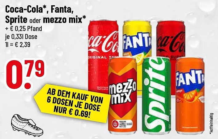 Coca-Cola*, Fanta, Sprite oder mezzo mix*