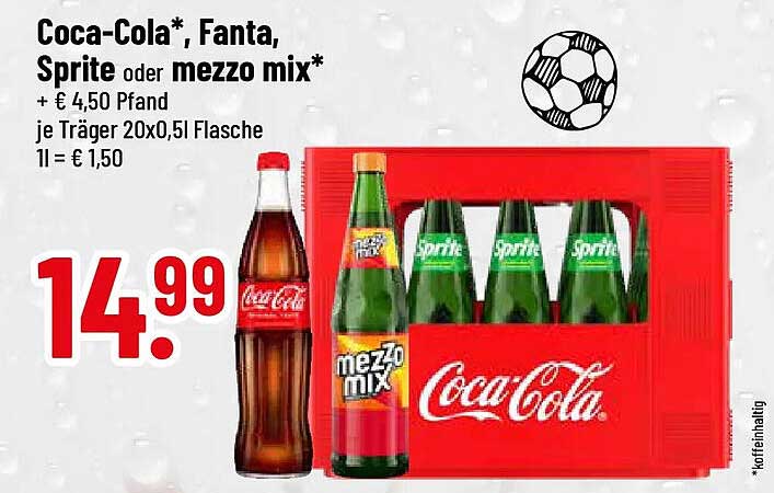 Coca-Cola*, Fanta, Sprite oder mezzo mix*