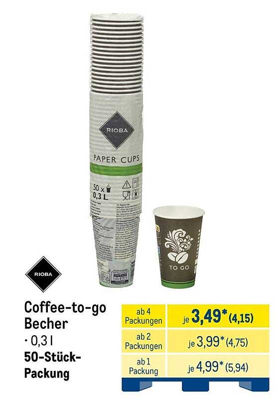 Coffee-to-go Becher • 0,3 l 50-Stück-Packung