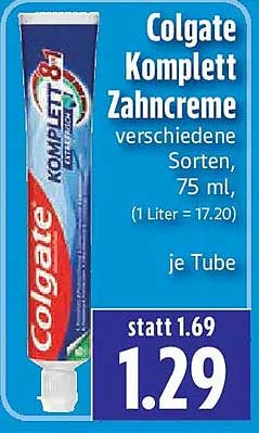 Colgate Komplett Zahncreme verschiedene Sorten, 75 ml, je Tube