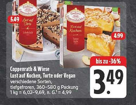Coppenrath & Wiese Lust auf Kuchen, Torte oder Vegan verschiedene Sorten, tiefgefroren, 360–580 g Packung 1 kg = 6,02–9,69, n. G. = 4,99