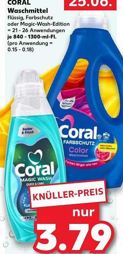 CORAL Waschmittel flüssig, Farbschutz oder Magic-Wash-Edition