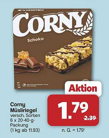 Corny Müsliriegel versch. Sorten 6 x 20-40-g-Packung