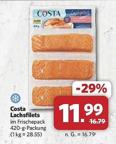 Costa Lachsfilets im Frischepack 420-g-Packung (1kg = 28.55)