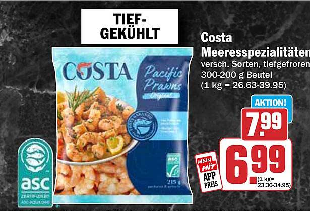 Costa Meeresspezialitäten versch. Sorten, tiefgefroren, 300-200 g Beutel
