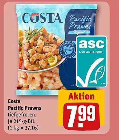 Costa Pacific Prawns tiefgefroren, je 215-g-Btl. (1 kg = 37.16)