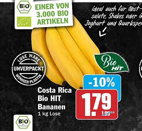 Costa Rica Bio HIT Bananen 1 kg Lose