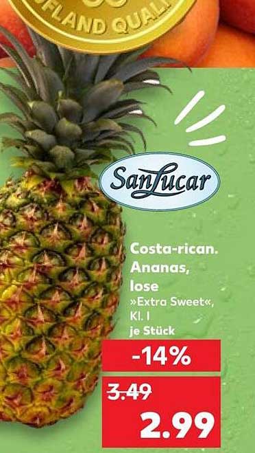 Costa-rican. Ananas, lose »Extra Sweet«, Kl. I je Stück