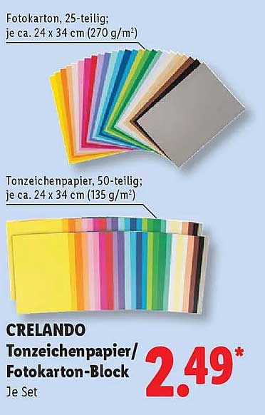 CRELANDO Tonzeichenpapier/Fotokarton-Block