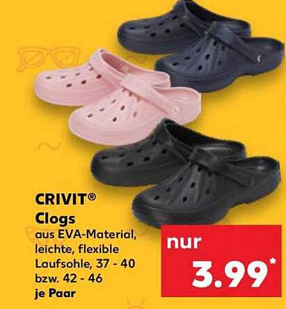 CRIVIT® Clogs aus EVA-Material, leichte, flexible Laufsohle, 37 - 40 bzw. 42 - 46 je Paar