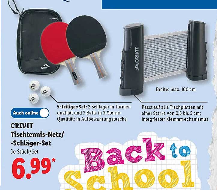 CRIVIT Tischtennis-Netz/-Schläger-Set