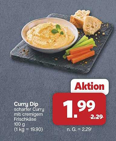 Curry Dip scharfer Curry mit cremigem Frischkäse 100 g (1 kg = 19.90)