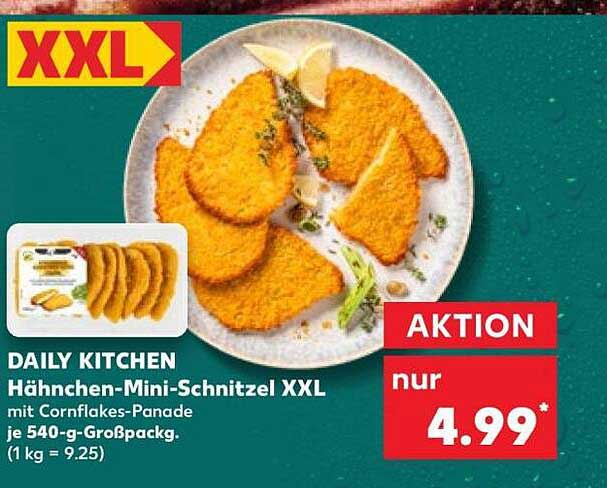 DAILY KITCHEN Hähnchen-Mini-Schnitzel XXL mit Cornflakes-Panade je 540-g-Großpack. (1 kg = 9.25)