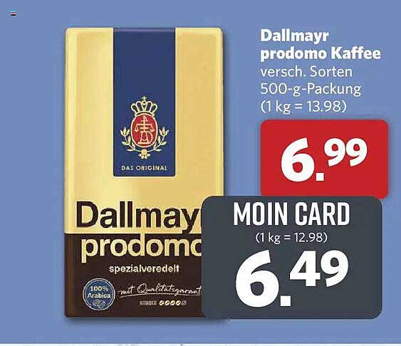 Dallmayr prodomo Kaffee versch. Sorten 500-g-Packung (1 kg = 13.98)