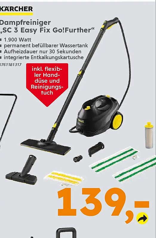 Dampfreiniger „SC 3 Easy Fix Go!Further“