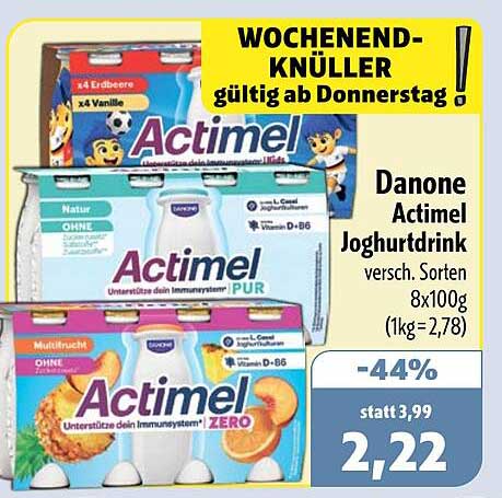 Danone Actimel Joghurtdrink versch. Sorten 8x100g (1kg=2,78)