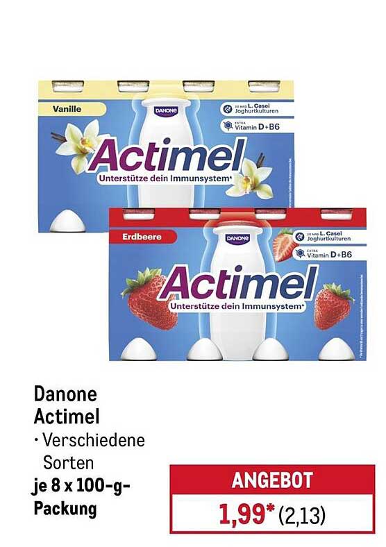 Danone Actimel • Verschiedene Sorten je 8 x 100-g-Packung