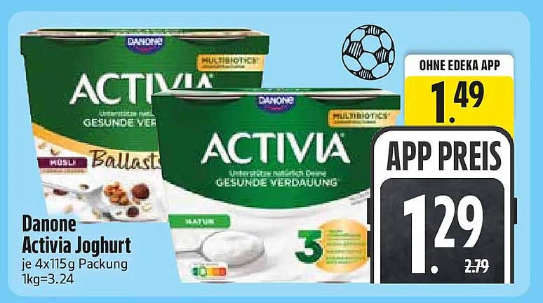 Danone Activia Joghurt je 4x115g Packung 1kg=3.24