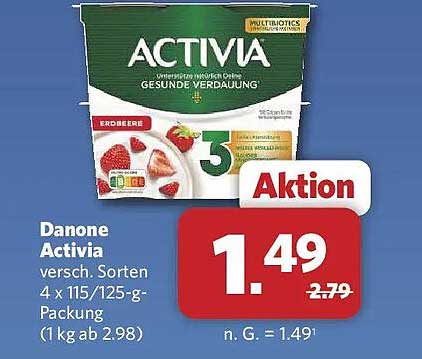 Danone Activia versch. Sorten 4 x 115/125-g-Packung (1 kg ab 2.98)