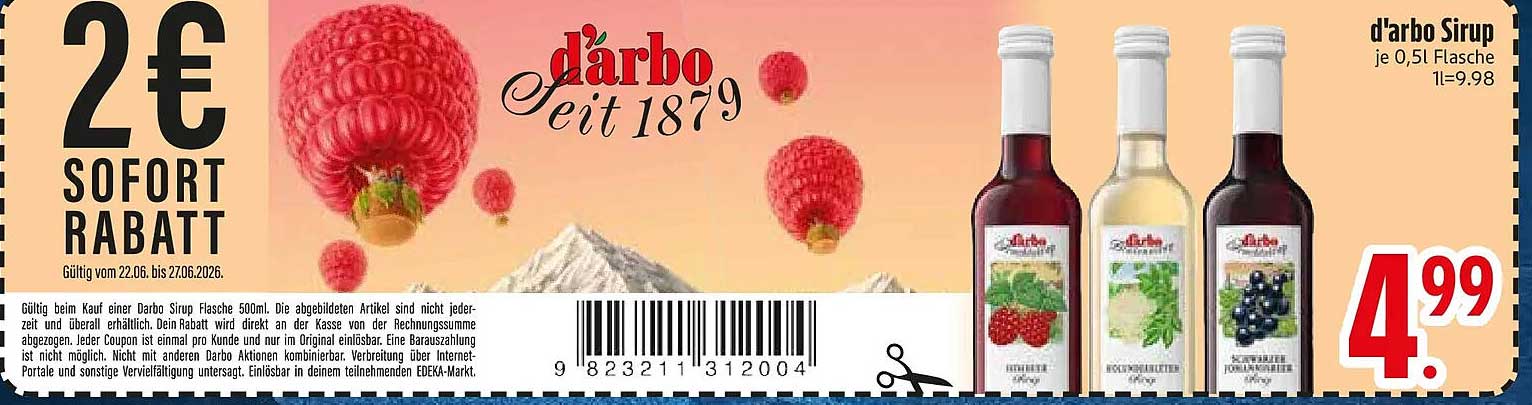 d'arbo Sirup je 0,5 l Flasche