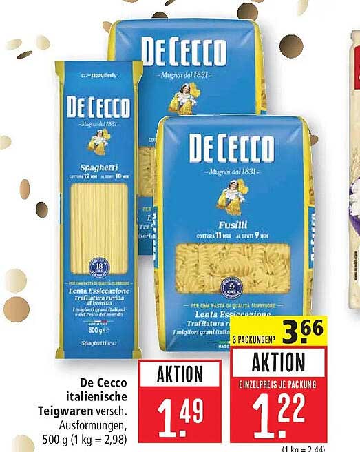 De Cecco italienische Teigwaren versch. Ausformungen, 500 g (1 kg = 2,98)