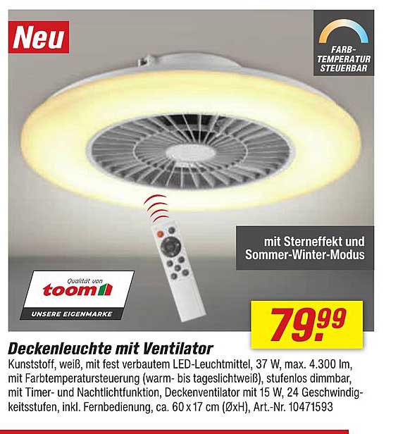 Deckenleuchte mit Ventilator