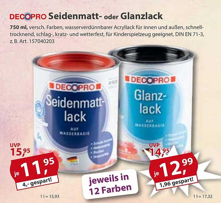 DECOPRO Seidenmatt- oder Glanzlack