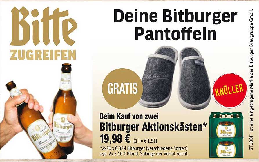 Deine Bitburger Pantoffeln