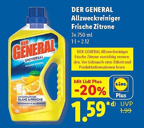 DER GENERAL Allzweckreiniger Frische Zitrone