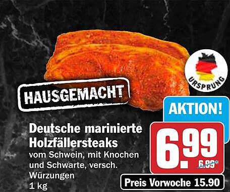 Deutsche marinierte Holzfällersteaks