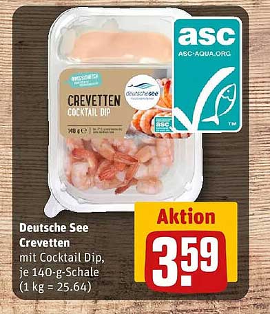 Deutsche See Crevetten mit Cocktail Dip, je 140-g-Schale (1 kg = 25.64)