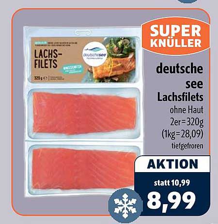 deutsche see Lachsfilets ohne Haut 2er-320g tiefgefroren