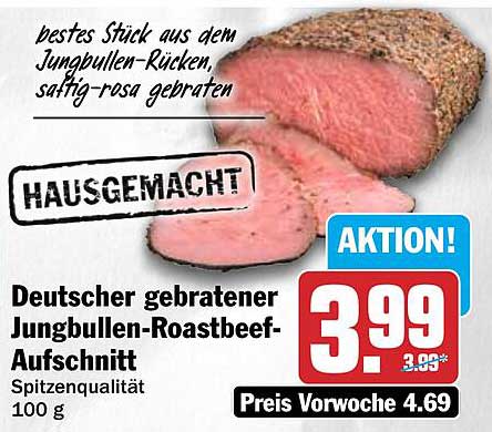 Deutscher gebratener Jungbullen-Roastbeef-Aufschnitt