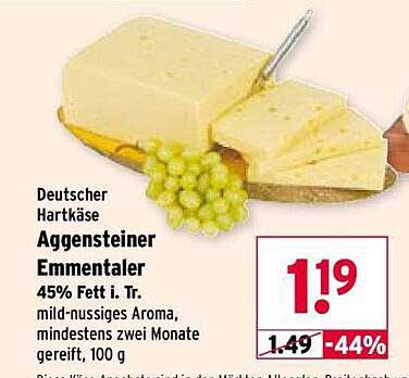 Deutscher Hartkäse Aggens­teiner Emmentaler