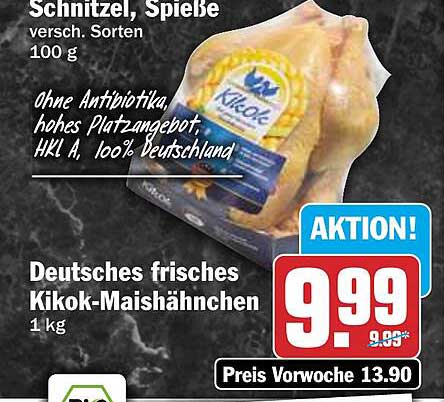Deutsches frisches Kikok-Maishähnchen