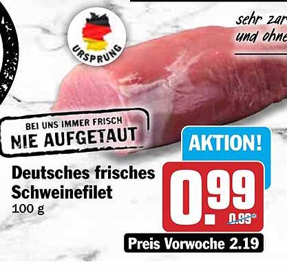 Deutsches frisches Schweinefilet 100 g