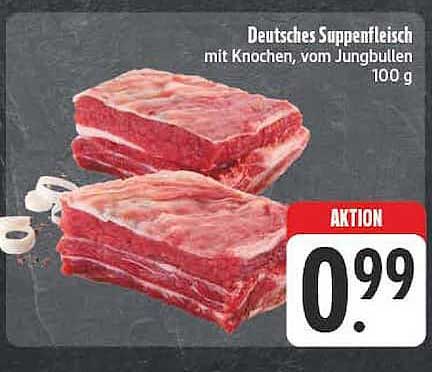 Deutsches Suppenfleisch mit Knochen, vom Jungbullen 100 g
