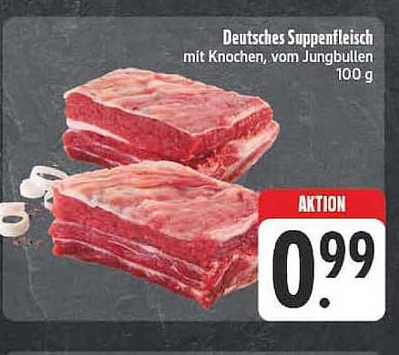 Deutsches Suppenfleisch mit Knochen, vom Jungbullen 100 g
