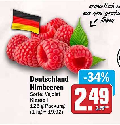 Deutschland Himbeeren Sorte: Vajolett Klasse I 125 g Packung (1 kg = 19.92)