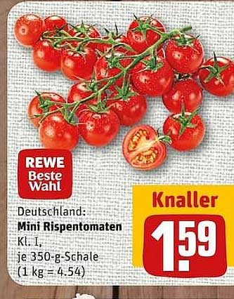 Deutschland: Mini Rispentomaten Kl. I, je 350-g-Schale (1 kg = 4.54)