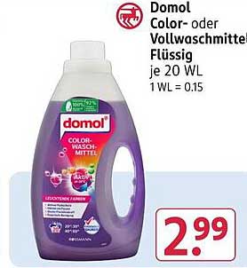Domol Color- oder Vollwaschmittel Flüssig, je 20 WL