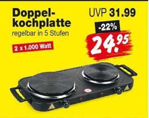 Doppel-kochplatte regelbar in 5 Stufen