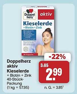 Doppelherz aktiv Kieselerde + Biotin + Zink 40-Stück-Packung