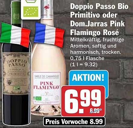 Doppio Passo Bio Primitivo oder Dom.Jarras Pink Flamingo Rosé