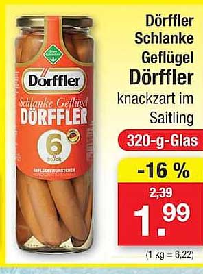 Dörffler Schlanke Geflügel Dörffler knackzart im Saitling 320-g-Glas