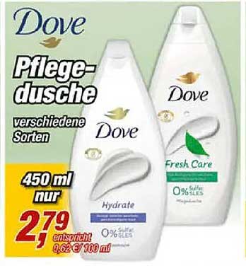 Dove Pflege-dusche verschiedene Sorten 450 ml nur 2,79