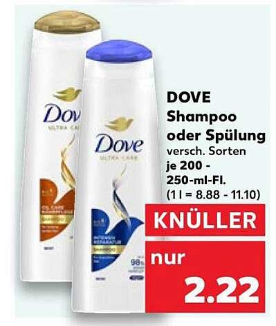 DOVE Shampoo oder Spülung versch. Sorten je 200 - 250-ml-Fl. (1 l = 8.88 - 11.10)