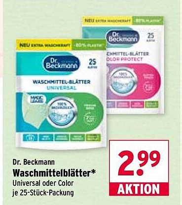 Dr. Beckmann Waschmittelblätter* Universal oder Color je 25-Stück-Packung